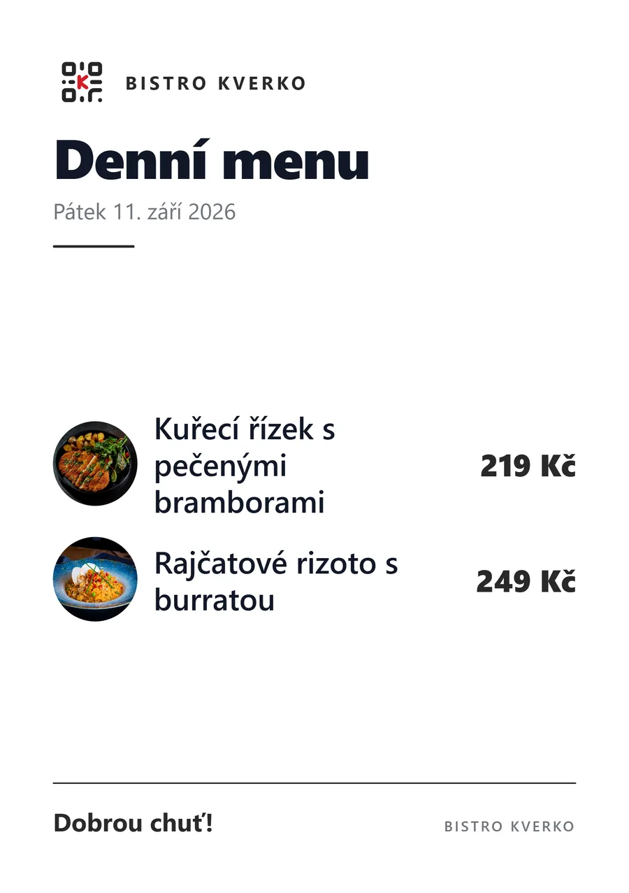 Plakát denního menu ve formátu A5