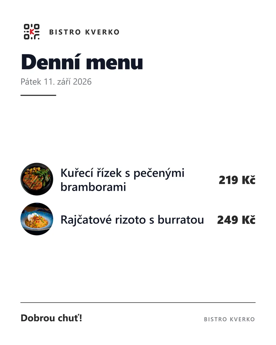 Plakát denního menu ve formátu pro příspěvek na Instagramu